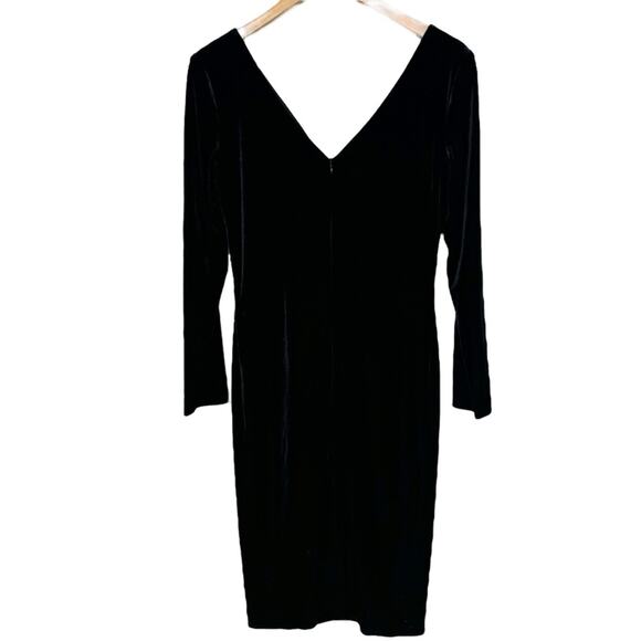 David Meister Size 10 Made in USA Black Bow Velvet Cocktail Dress - Picture 5 of 8